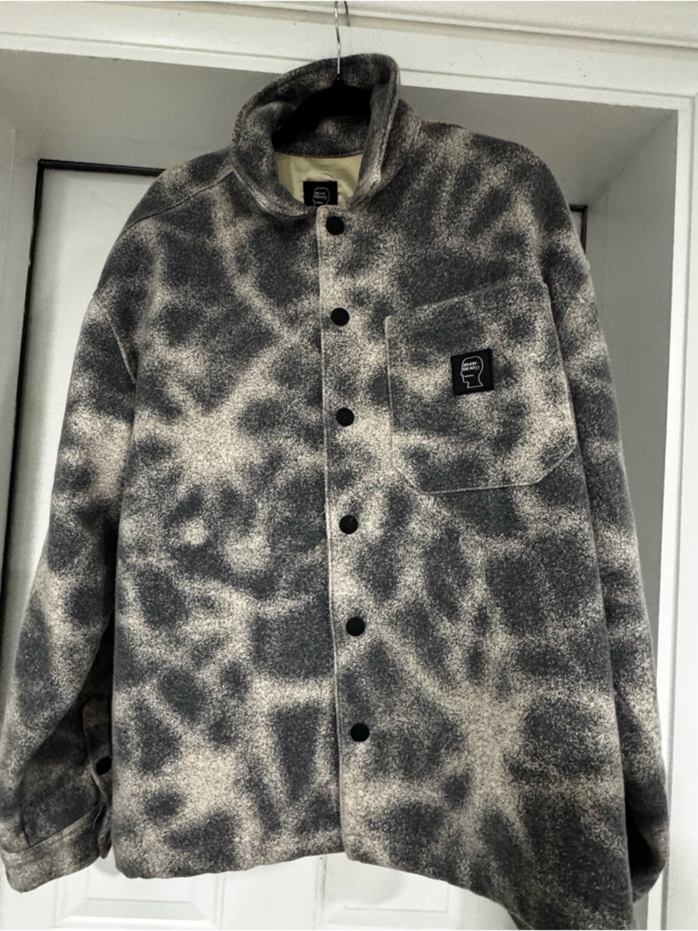 Brain Dead XXLMens Jacket Wool Flannel EUC Grey Snap Button - Firework!